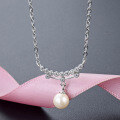 wholesale S925 silver Korean fashion elegant and trendy pearl collarbone chain for women, creatively simple with shell pearl, wholesale-0-5