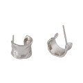 wholesale S925 sterling silver 037 Korean-style versatile U-shaped earrings, ins new irregular concave-convex wide surface ear studs for women-0-4
