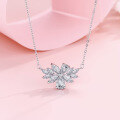 wholesale Metal: 925 Silver European and American Fashion High-End Petal Crystal Diamond Necklace, Luxury Ins Style Versatile Collarbone Chain-0-0