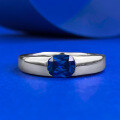 wholesale S925 Silver Royal Blue Simulated Diamond High-End Fashionable Square Ring, European and American New Style 5*6-0-0