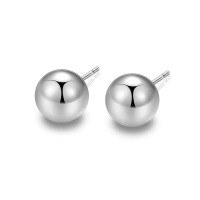 wholesale S925 Sterling Silver Cross-border Smooth Round Bead Stud Earrings, Minimalist Unisex Ear Piercing Ball Ear Studs Ear Cartilage Earrings-Platinum 2mm with silver plug