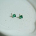 wholesale 9K Gold Emerald Zircon Stud Earrings New Trendy Simple Goddess Style Small and Delicate Summer High-End Sense Luxury-0-2