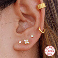 wholesale S925 Sterling Silver Diamond-Studded Threaded Single Earring, Popular Ins Style Bone Ear Stud-0-3