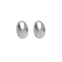 wholesale S925 Sterling Silver 694 Korean Version Ins Small Design Sense Minimalist French Waterdrop Circle Texture Ear Clips for Women-Platinum 925 silver