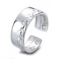 wholesale S925 Sterling Silver Irregular Crinkle Texture Wide Opening Ring, Korean Style Minimalist Design Statement Band-0-4