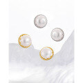 wholesale S925 Sterling Silver Edge, Natural Bread Bead, Small Batch, Unique and Elegant, Ins Light Luxury, High-End Sense, Stud Earrings for Women-0-0