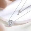 wholesale 925 Sterling Silver Time Diamond Dial Zircon Necklace for Women, Designed with a Sense of European and American Fashion, Large Brand Circular Pendant Collarbone Chain-0-1