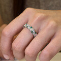wholesale Metal S925 Sterling Silver Oval Row Ring Lab-Grown Green Spinel Diamond High-Carbon Green Diamond-0-1