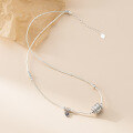 wholesale S925 Sterling Silver Literary Retro-Style Niche Design Peace Charm Bead Necklace Y02160-0-3