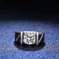 S925 Sterling Silver 2-Carat Moissanite Men's Ring, Simple and Dignified-0-0