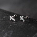 wholesale S925 Sterling Silver Diamond-Studded Cross Threaded Earrings with Ins-Style Fresh and Minimalist Design (M03225)-0-3