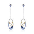 wholesale S925 Sterling Silver Designer High-End Long Earrings Shan Hai Jing Series with Natural Topaz and Sapphire Ear Studs-0-7