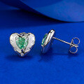 wholesale S925 Sterling Silver Style 5*5mm Paraiba Heart-shaped Stud Earrings Fashion Commuting Live Stream Ready for Dropshipping-0-3