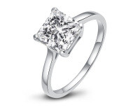 Sterling Silver S925 Classic Ladies' Shimmering Zirconia Proposal Ring, Final Sale.-Style H [Clearance Sale with Free Shipping]  US Size 5.5
