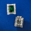 wholesale S925 Sterling Silver New Rectangular 2-Carat Simulated Emerald 7*9 Ultra-Sparkling High-Carbon Diamond Stud Earrings for Women-0-3