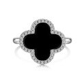 wholesale S925 Sterling Silver Women's Ring with Heart-Shaped Four-Leaf Clover Zircon and Detachable Design, Small Luxury-0-5