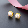 wholesale S925 Sterling Silver Korean Style Floral Pearl Earrings for Women, Elegant and Ethereal Student Minimalist Small Shell Pearl Ear Accessories-0-6