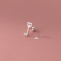 wholesale S925 Silver Korean-style Single Diamond Heart Stud Earrings Key Simple and Fresh with Threaded Earrings M02747-0-3