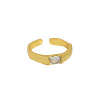 wholesale S925 Sterling Silver Korean Version Ins Minimalist Niche Design Versatile Micro-Set Zirconia Textured Open Adjustable Ring for Women-18K Gold [No. 13/Adjustable] Opening adjustable