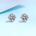 wholesale PT950 gold plated 925 sterling silver four-prong moissanite stud earrings with screw backs,-0-2