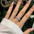 wholesale S925 Sterling Silver Christmas Best-Seller Women's Ring, Exquisite and High-End Round Zirconia Row Diamond Design Wedding-Style Thick Band-0-0
