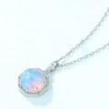 wholesale S925 Sterling Silver New Korean Style Opalescent Opal Pendant Choker Necklace with Delicate Pattern Wholesale-0-3
