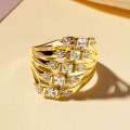 Metal Material Five-Row Multi-Layer Diamond Ring, High-End Sparkling Light Luxury Fashion Niche Design Versatile Jewelry Wholesale-0-2