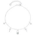 wholesale S925 sterling silver with zirconia four-leaf clover key lock head anklet, fashionable, luxurious, elegant, and sweet-0-0