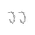wholesale S925 Sterling Silver Korean Version Ins Minimalist Niche Design Versatile C-Shaped Inlaid Zircon Texture Earrings for Women-0-5