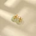 wholesale Gold-plated 925 ancient silver fittings inlaid with Hetian jade rabbit and butterfly drop handmade DIY jewelry accessories-0-2