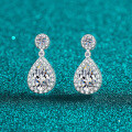S925 Sterling Silver Moissanite Waterdrop Earrings, Elegant and Sparkling-0-5