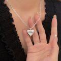 wholesale S925 sterling silver minimalist versatile love heart necklace women Korean spring summer new heart-shaped collarbone chain-0-2