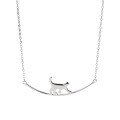 wholesale S925 Sterling Silver Minimalist Style Cat Necklace, Unique and Niche Versatile Accessory, Light Luxury Moon Cat Collarbone Chain-0-4