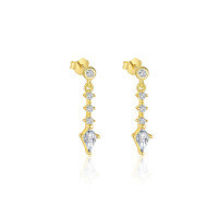 wholesale S925 Sterling Silver Geometric Teardrop Marquise Zircon European Cross-border French Earrings For Women-E4676-Gold/Pair 925 Silver