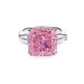 wholesale S925 Sterling Silver Women's Ins Style Cross-Border Pink Sugar Cube Ring High Carbon Diamond Ice-Cut Gemstone Wholesale-0-12