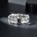 wholesale 18k Gold Plated Sterling Silver, 4*6mm Emerald Cut Moissanite Full Eternity Band Ring-0-1