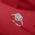 Sterling Silver Moissanite Heart Ring, Premium Luxury Micro-Pave Jewelry for Cross-Border Wholesale-0-2