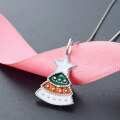 wholesale 925 Sterling Silver Drip Glaze Enamel Christmas Tree Pendant European and American Ins Style Niche High-end Cross-border Wholesale-0-2
