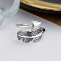 wholesale S925 Sterling Silver Angel Feather Cupid Arrow Ring Ethnic Retro Forest Style Irregular Index Finger Ring for Women-0-1