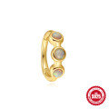 wholesale S925 Sterling Silver Light Luxury Opal Simple Nose Piercing Ring, High-End Ear Cartilage Hoop Earrings-0-4