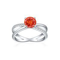 wholesale 925 Sterling Silver New 12ct Flame Ice Cut Ring European & American 7*7 Color Gem High Carbon Diamond Cross Women's Ring-Fireworks G-02 Chinese Red US size 10#
