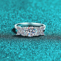 S925 Sterling Silver Moissanite Women's Ring, Minimalist Starry Design Adjustable Band-6.5mm zircon  No. 15