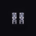 wholesale 14K Gold Four-Prong 15 Carat Moissanite Emerald Cut Earrings 9/10/18K Gold Ear Studs-0-0