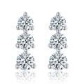 wholesale [18k Gold Plated S925 Silver] New TK Hot Selling Classic Three-Diamond Round Moissanite Women's Screw Earrings-0-0