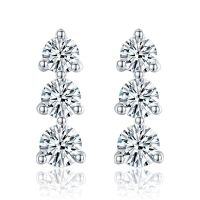 wholesale [18k Gold Plated S925 Silver] New TK Hot Selling Classic Three-Diamond Round Moissanite Women's Screw Earrings-0.43 carats Screw