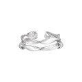 wholesale S925 Sterling Silver Double-Layer Hollow Knot Ring for Women, Irregular Twist Design, Niche and Stylish Silver Band-0-5