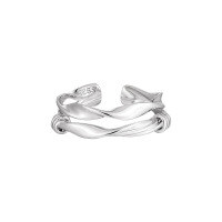 wholesale S925 Sterling Silver Double-Layer Hollow Knot Ring for Women, Irregular Twist Design, Niche and Stylish Silver Band-Platinum [No. 14/Adjustable] Opening adjustable
