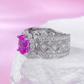 wholesale S925 Sterling Silver 6*8 Pink Oval High-End Lace Fashion Ring for Women-0-1