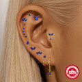 wholesale S925 Sterling Silver Geometric Inlaid Diamond Natural Lapis Lazuli Flat Head Threaded Ear Cartilage Stud, New Hot Selling High-end Earrings-0-2