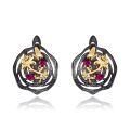 wholesale S925 Silver Designer High-End Gemstone Earrings Natural Style Natural Rose Garnet Stud Earrings-0-6